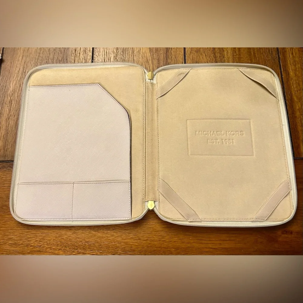 Michael Kors Cream Monogram Tablet Case.